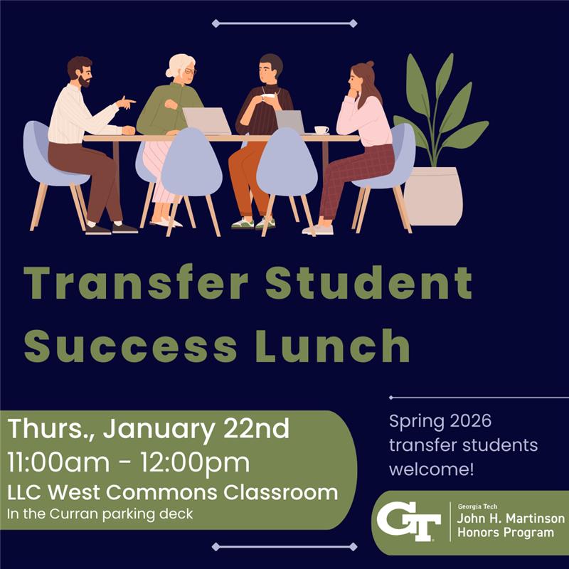 Ad for the spring 2026 transfer student lunch