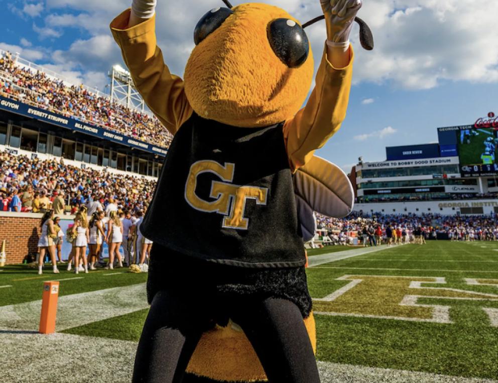 A photo of Buzz, the Georgia Tech mascot